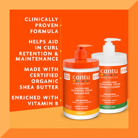 Cantu conditioner cream texture close-up, indicating rich hydration