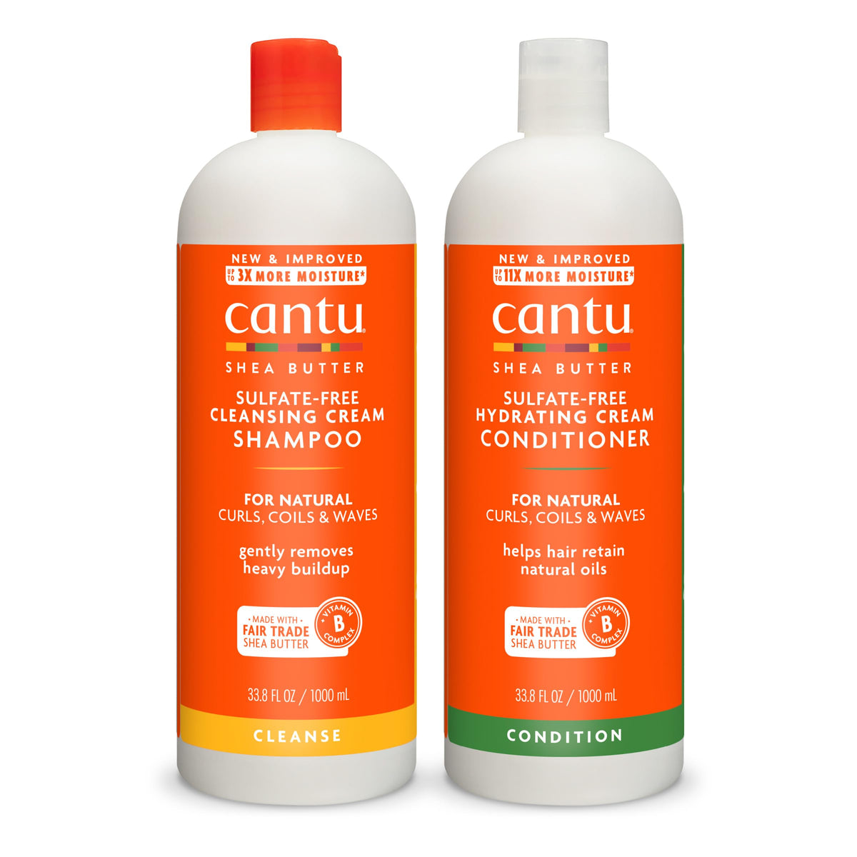 Cantu front packaging pair showing 1L bottles and value