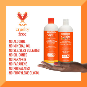 Cantu shampoo foaming on wet hair during in-shower use