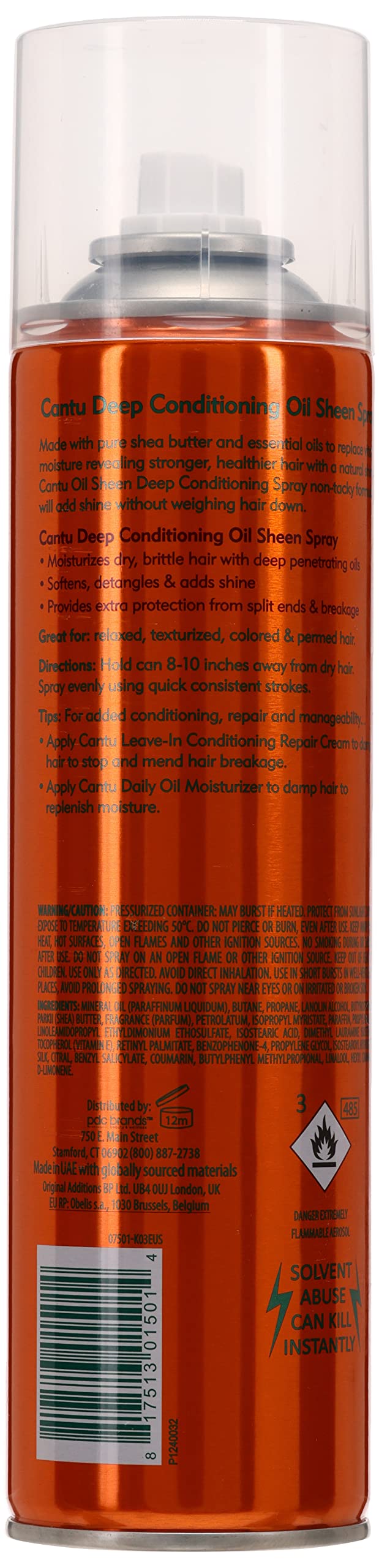 Cantu spray in use on styled hair delivering shine and smoothing flyaways during styling