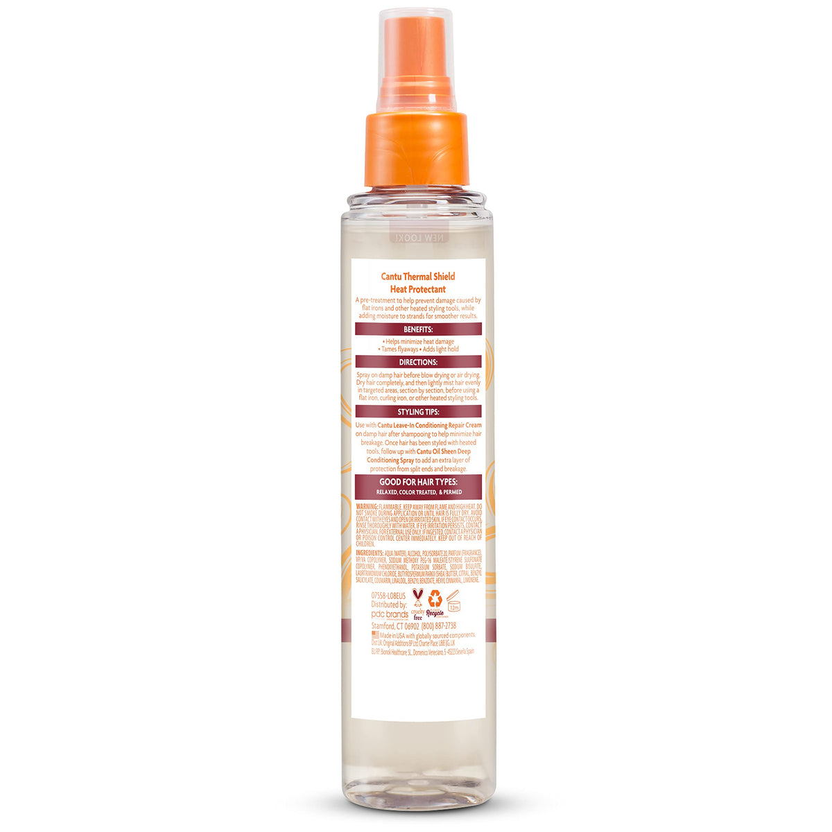 Cantu placed on bathroom vanity illustrating styling routine convenience