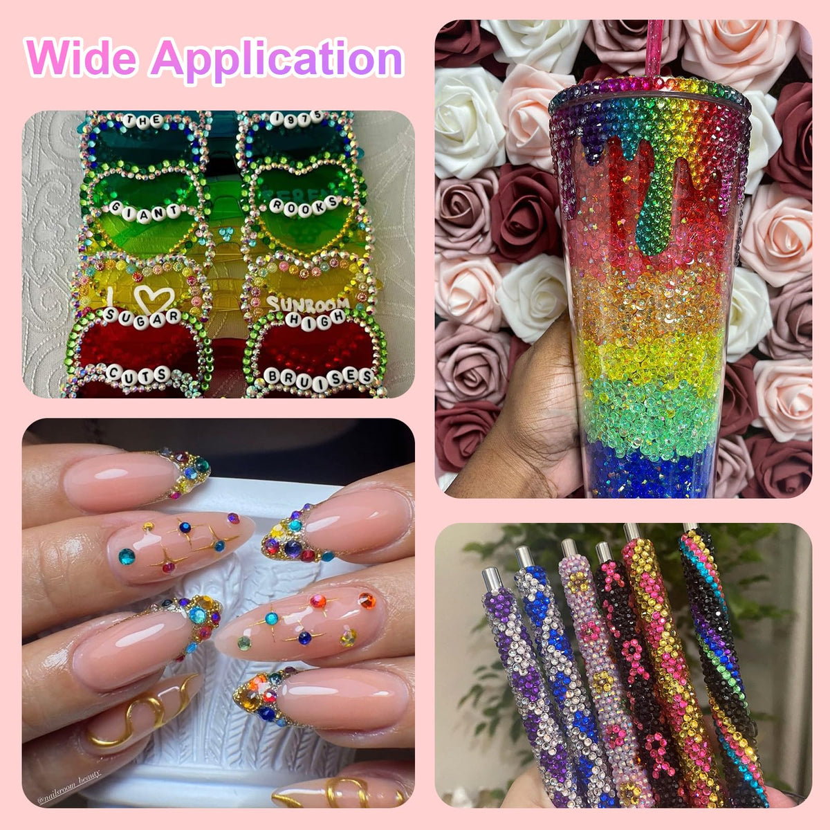 CANVALITE nail art with applied gems showing compact 3mm accents for detail work