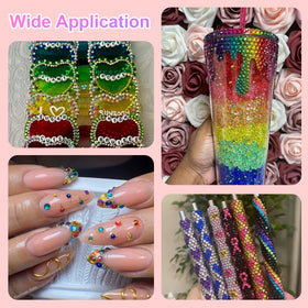 CANVALITE nail art with applied gems showing compact 3mm accents for detail work