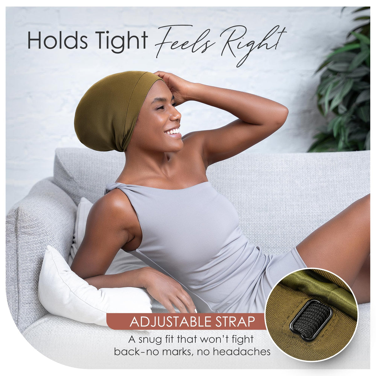 CAPLORD adjustable elastic detail ensuring secure gentle hold