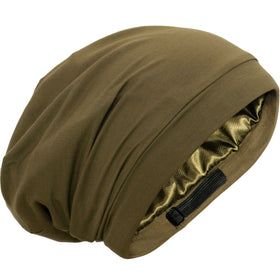 CAPLORD front view of olive bonnet showing fit and comfort