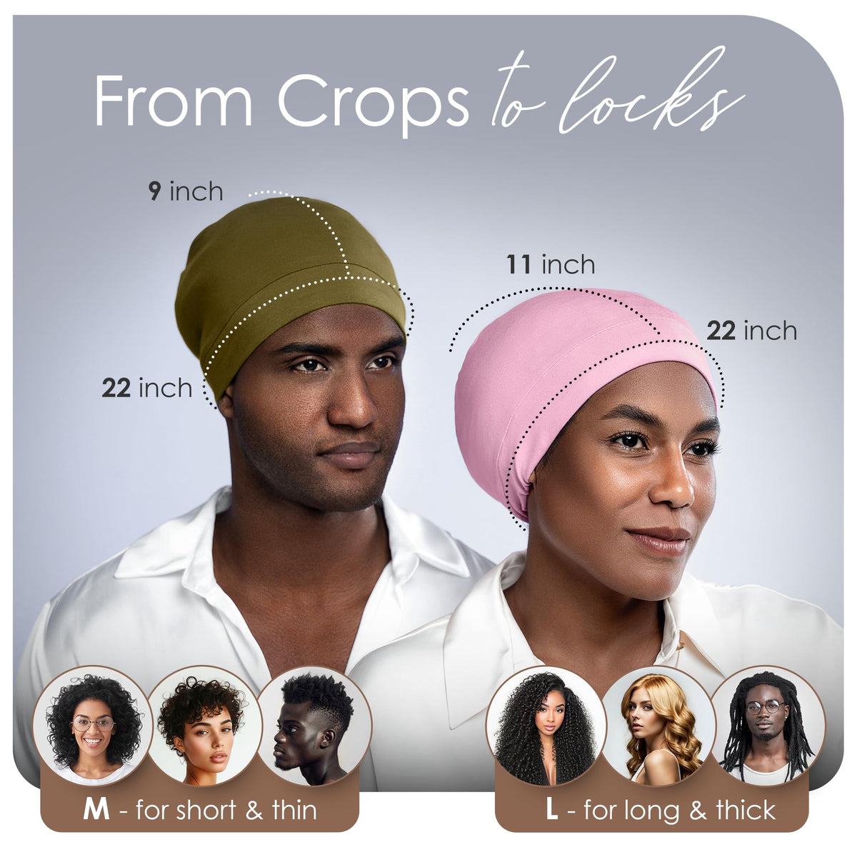 CAPLORD roomy crown showing space for locs and bulky styles