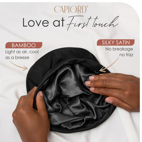 CAPLORD satin lining close-up highlighting smooth fabric that reduces friction
