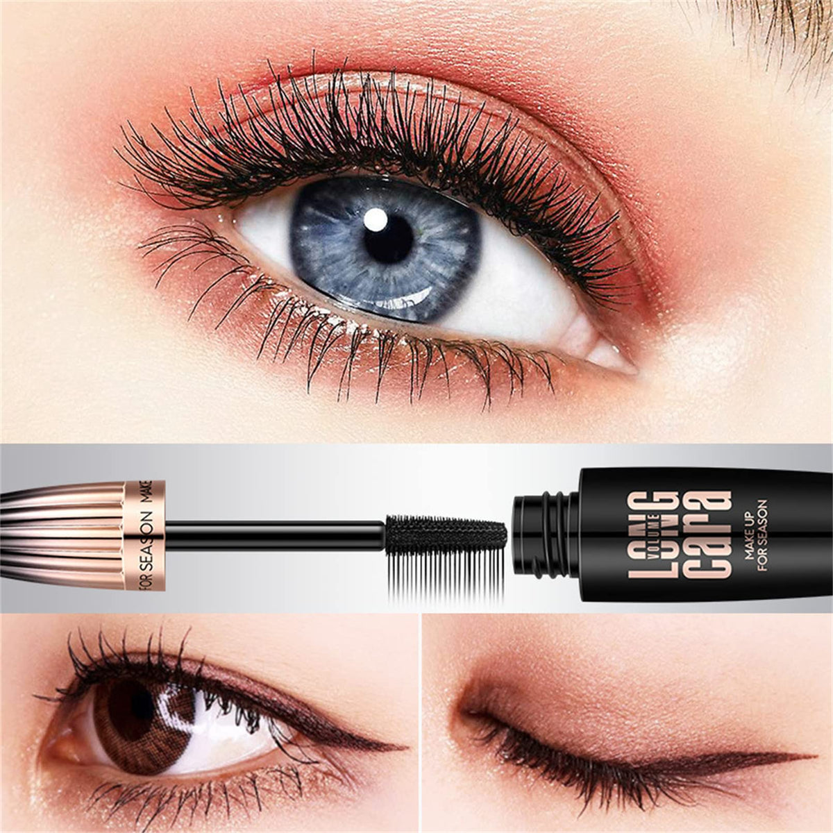 Cappuvini application demo on lashes illustrating clump-free layering benefit