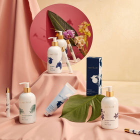 Capri Blue displayed with lime and coconut suggesting fragrance notes and freshness