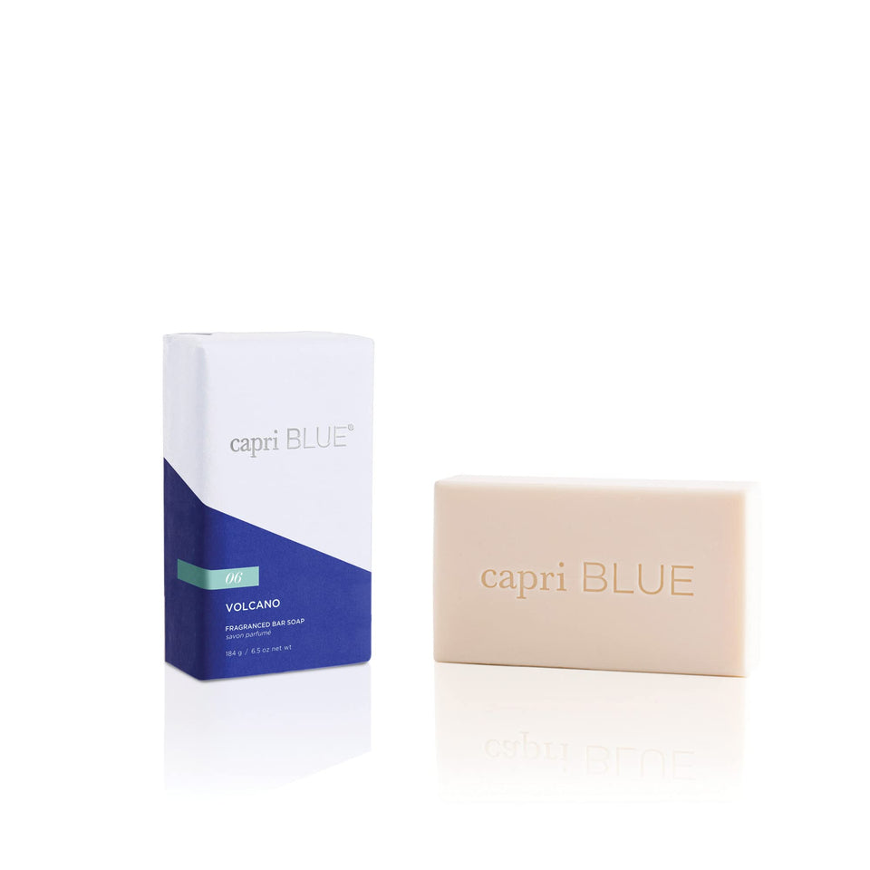 Capri Blue front packaging showing Volcano bar and gift-ready presentation.