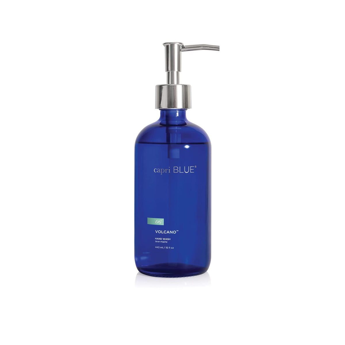 Capri Blue front packaging cobalt bottle shows stylish sink accent and lasting fragrance