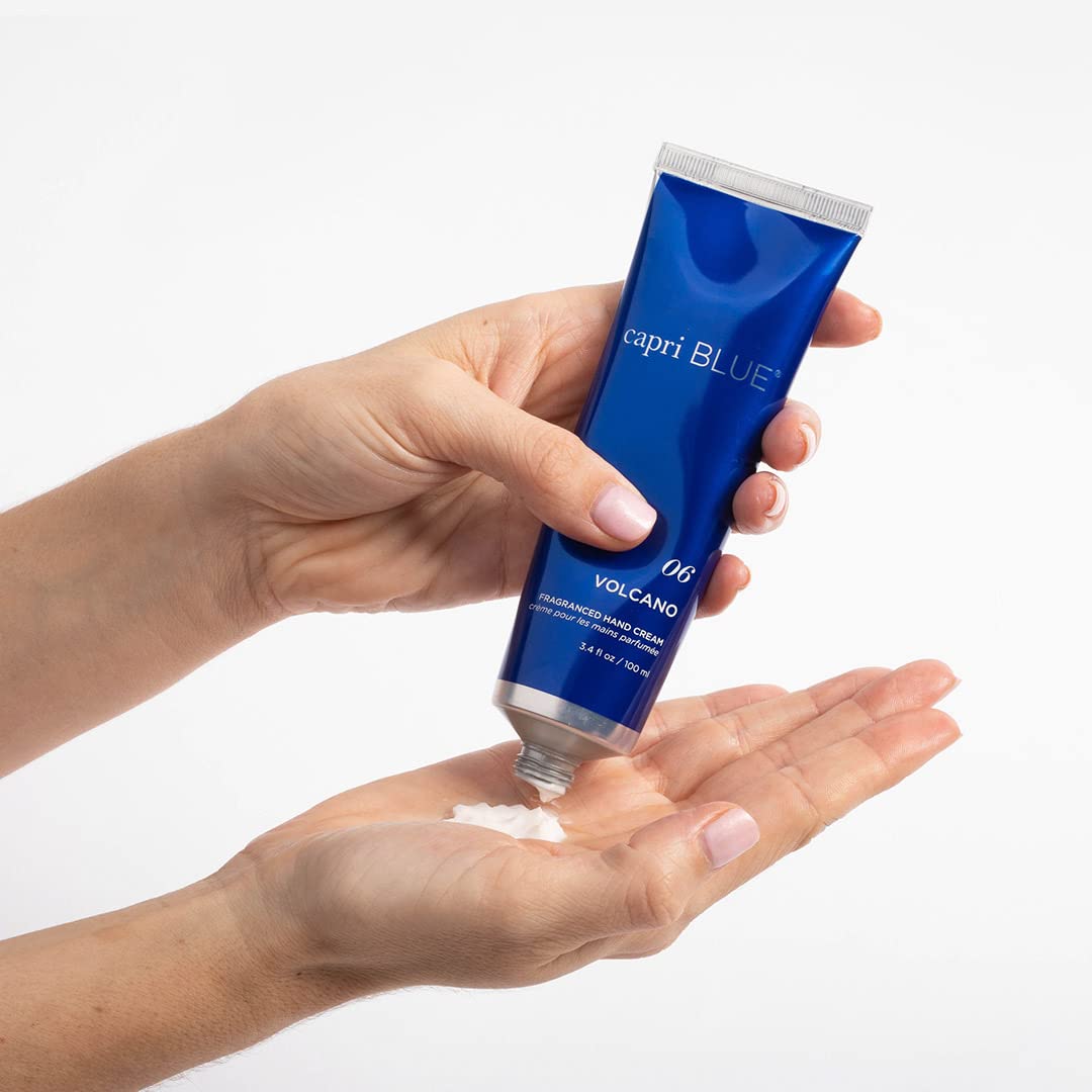 Capri Blue tube open revealing creamy texture that hydrates without greasiness