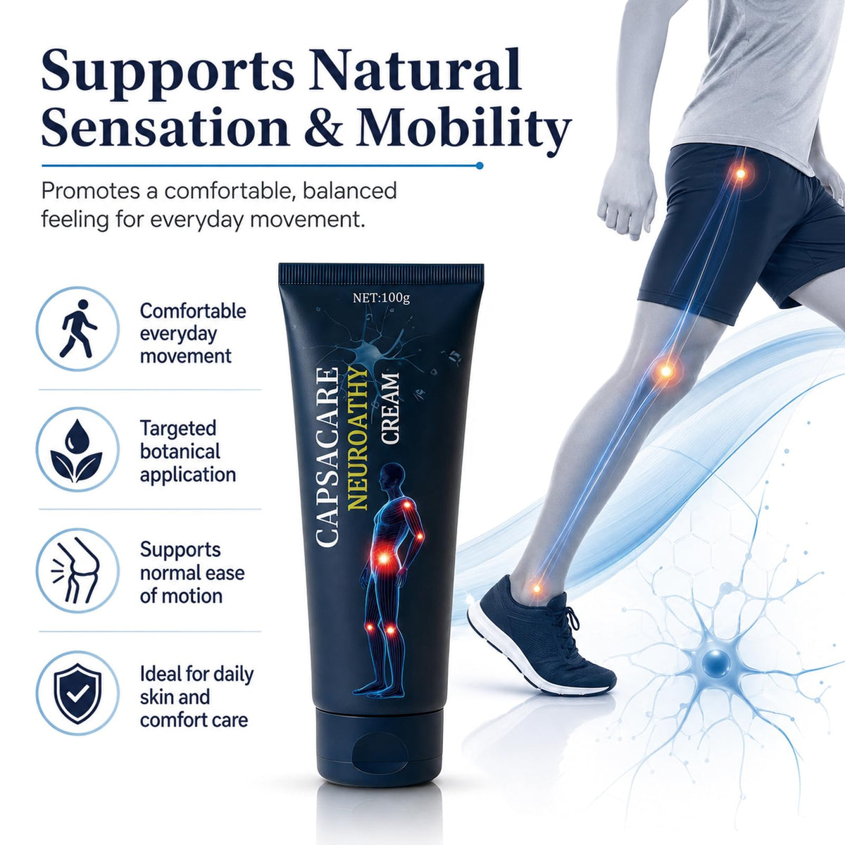 Capsacare being rubbed into hand highlighting quick absorption benefit