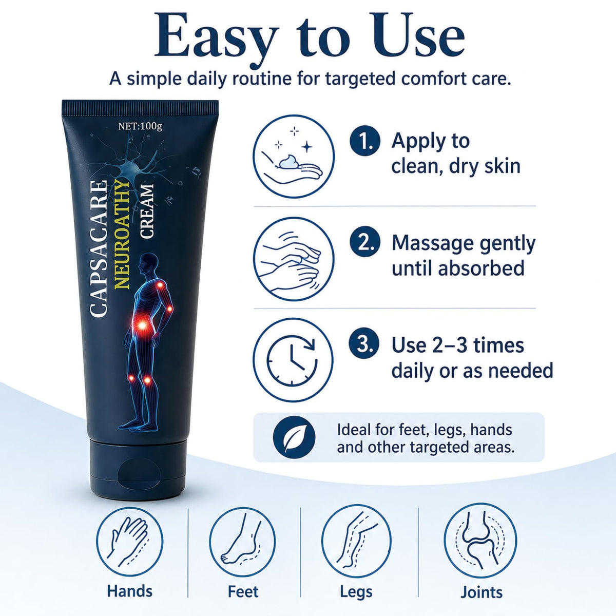 Capsacare tube on bathroom counter in lifestyle scene showing everyday convenience