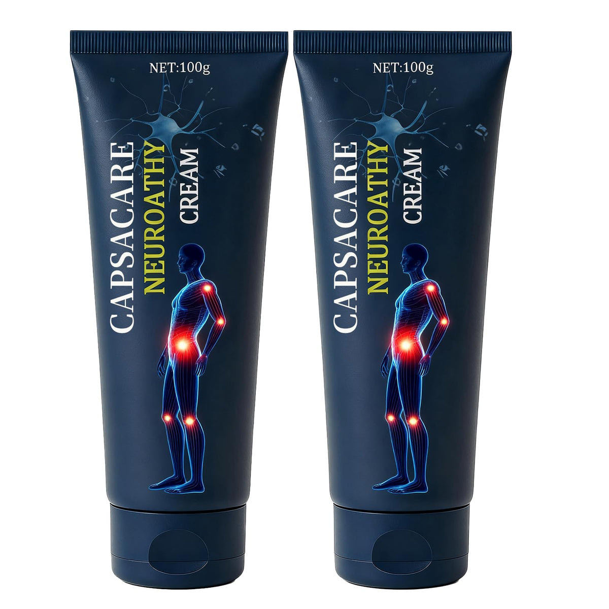 Capsacare front tube view showing product and branding benefits
