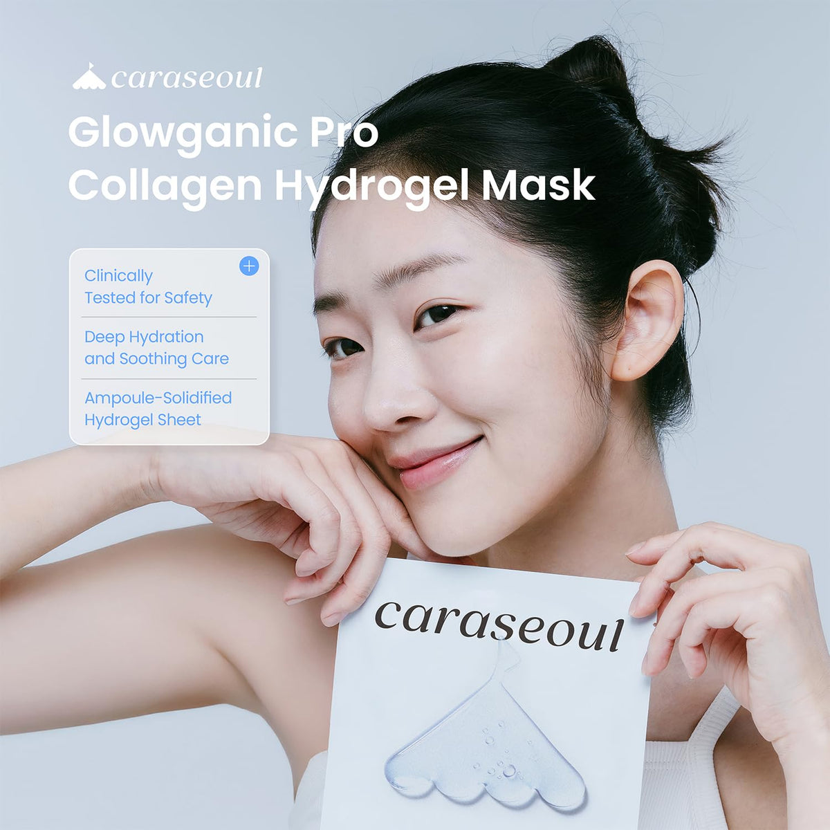 caraseoul hydrogel sheet close-up highlighting snug fit and moisture