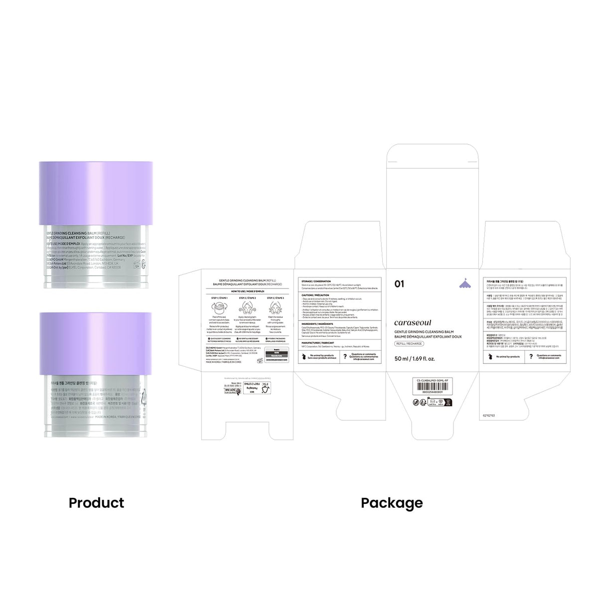 caraseoul label close-up highlighting bakuchiol and BHA benefits for gentle cleansing