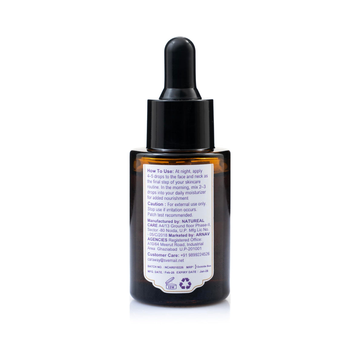 CARAWAY dropper releasing a precise bakuchiol drop for targeted dosing