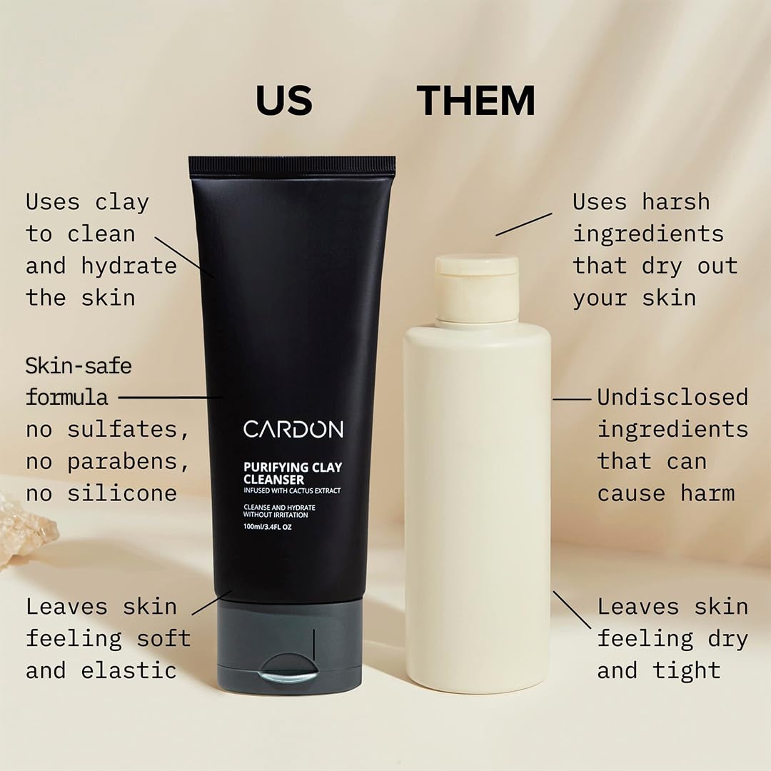 Cardon applied to beard illustrating effective oil and dirt removal