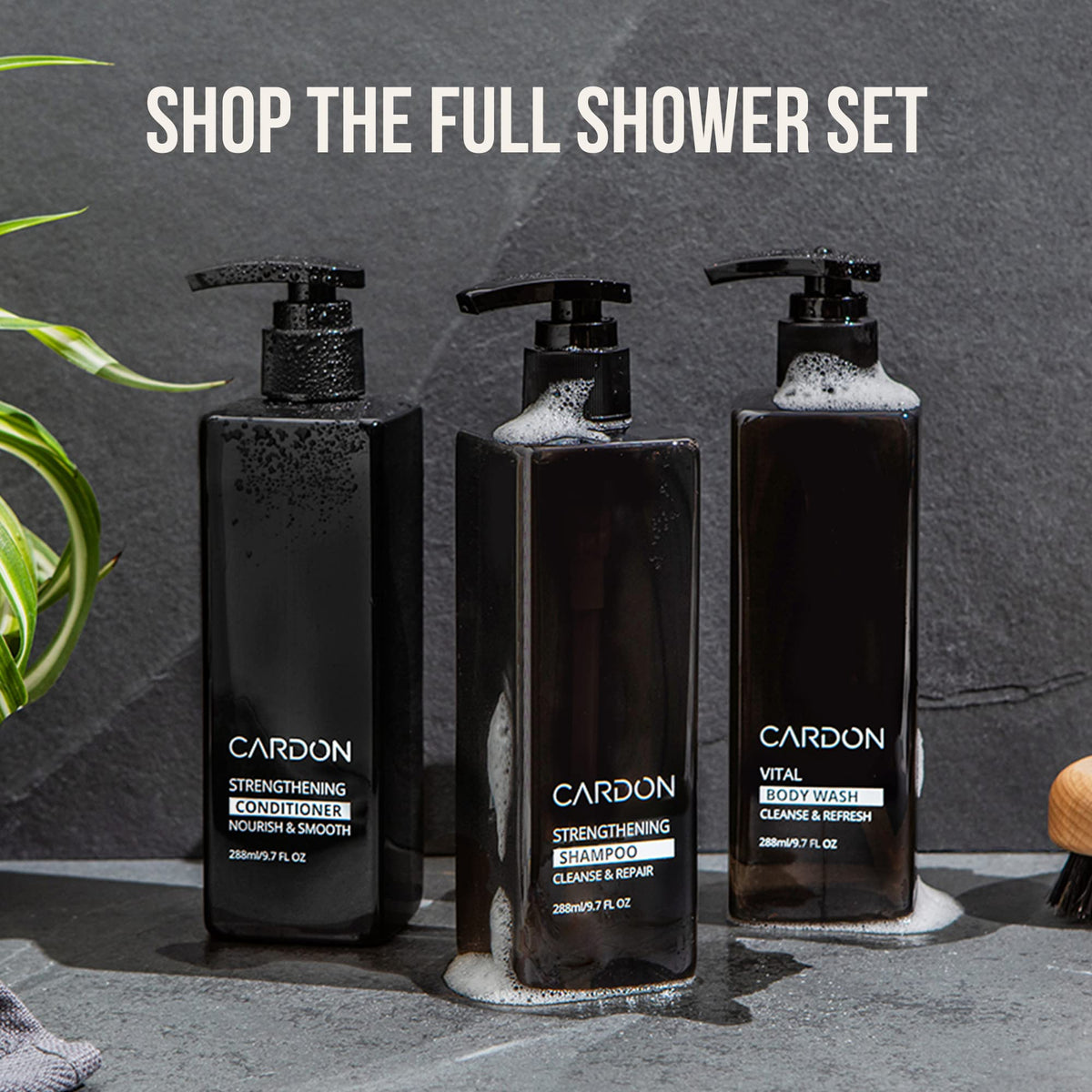 Cardon bottle on bathroom shelf in lifestyle setting suggesting routine fit