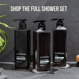 Cardon bottle on bathroom shelf in lifestyle setting suggesting routine fit