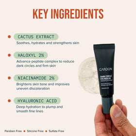 Cardon roller in hand demonstrating easy, hygienic under-eye application