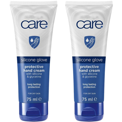 Care hand cream front packaging showing two 2.5 fl oz tubes and protective benefit