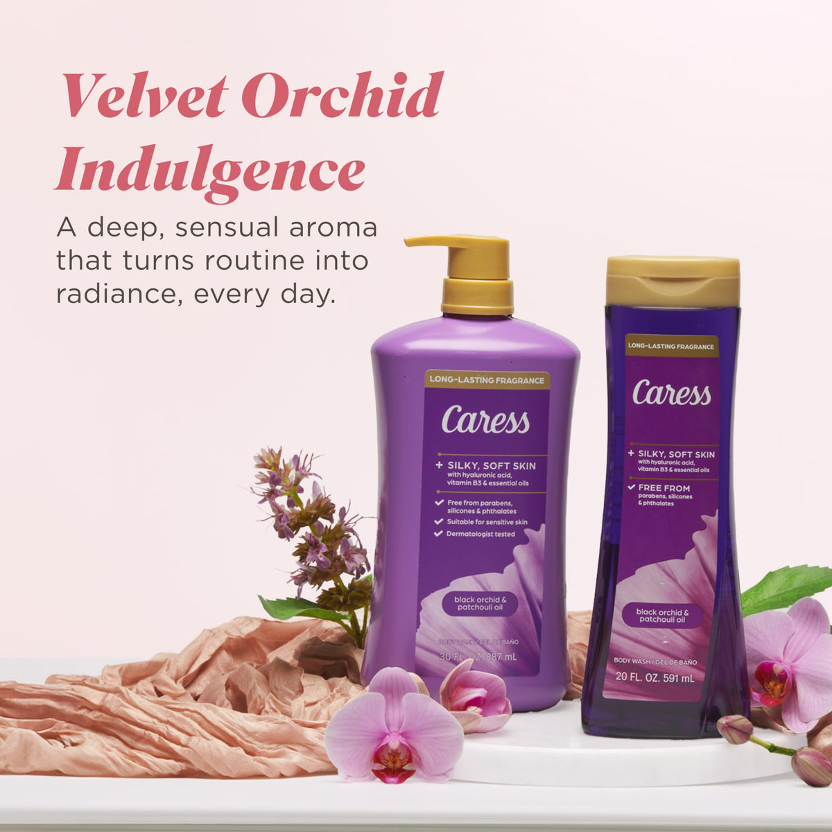 Four-pack of Caress bottles for long-lasting supply