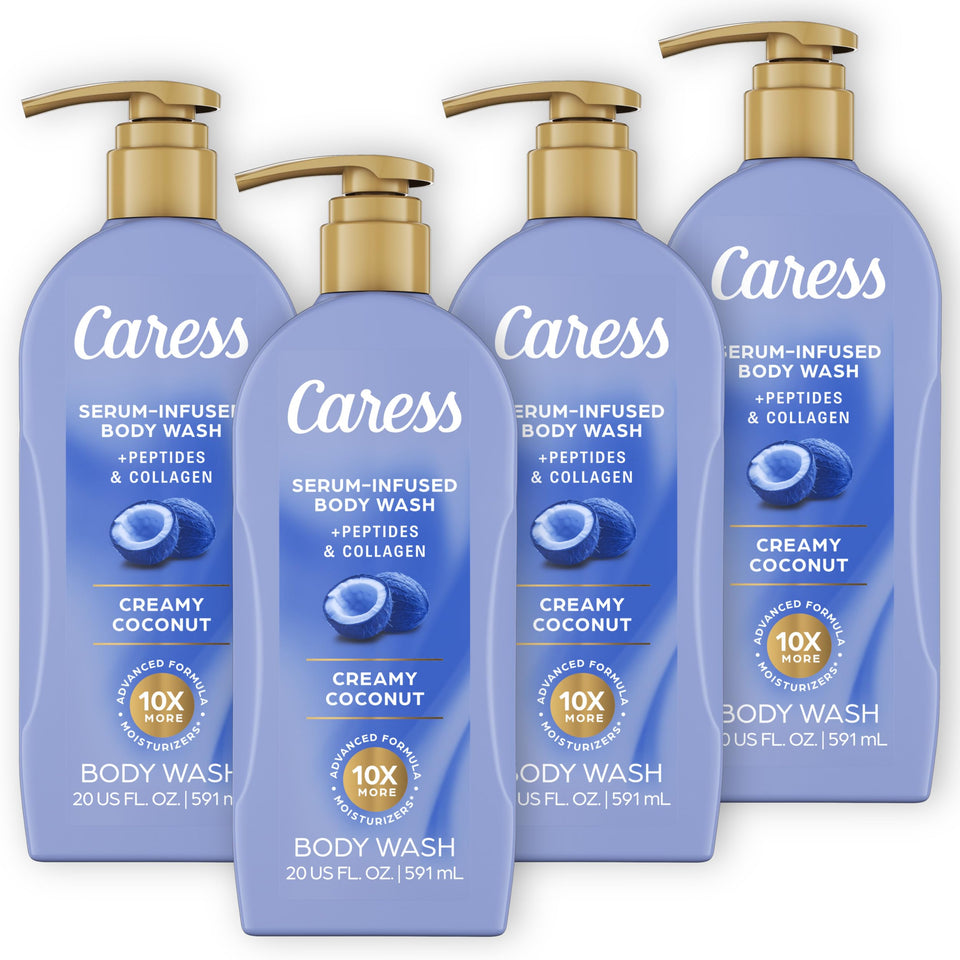 Caress front packaging showing bottle and pump for easy use