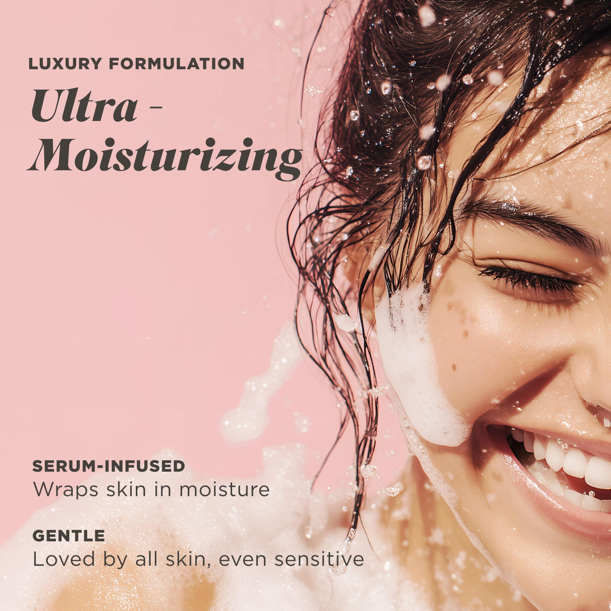 Caress rich lather close-up demonstrating moisturizing foam benefit