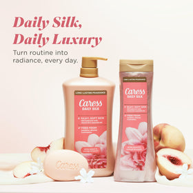 Four Caress pump bottles together demonstrating bulk supply and convenience