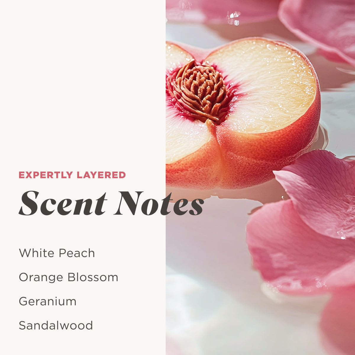 Caress bottle label highlighting hyaluronic acid and vitamin B3 benefits