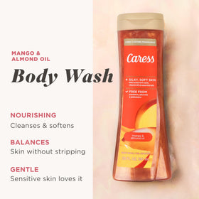 Close-up of Caress pump dispensing body wash for easy use