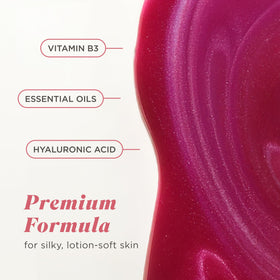 Caress gel pouring from bottle showing smooth consistency that spreads easily