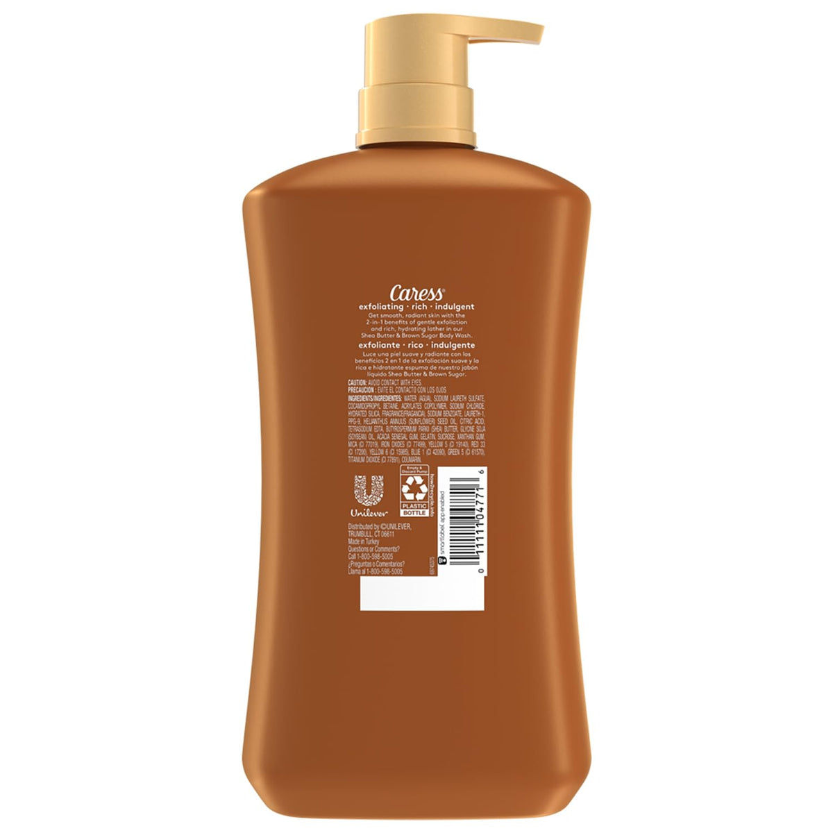 Caress pump close-up with creamy lather showing indulgent texture and easy spreading