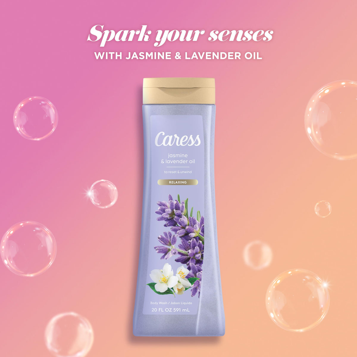 Caress pump dispense in hand showing easy use and controlled amount benefit