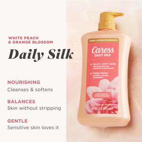 Caress pump dispensing creamy lather for easy, mess-free application