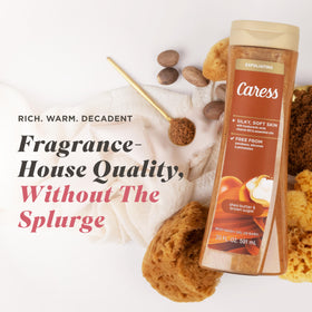 Caress rich foam texture lather demonstrating moisturized skin feel