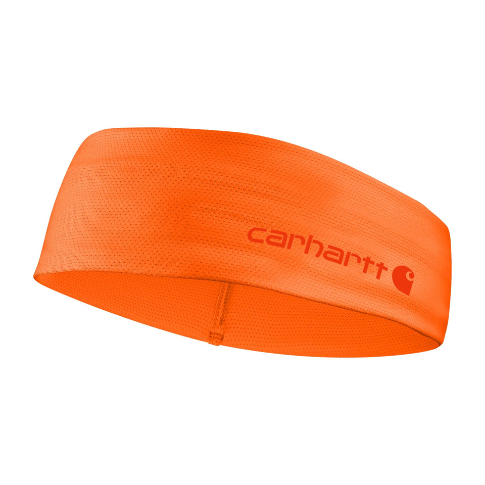 Carhartt headband front view in brite orange showing fit and visibility benefit