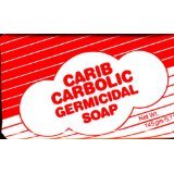 Carib front packaging showing three wrapped antiseptic soap bars and clear labeling
