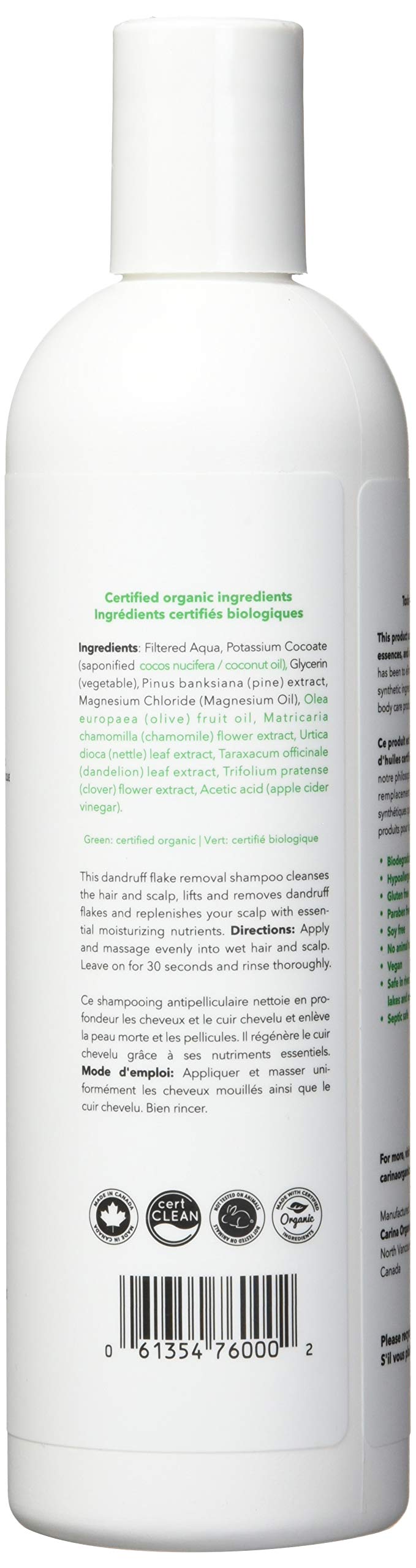 Carina Organics applied to wet hair showing scalp cleansing benefit