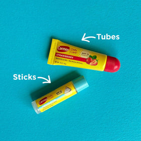 Carmex cupcake sticks arranged to show applicator type and pocket-ready size