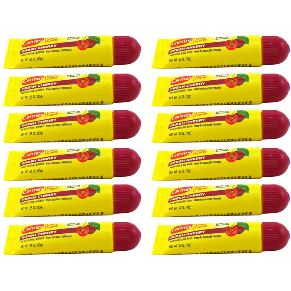Carmex front packaging showing 12-pack for convenient supply