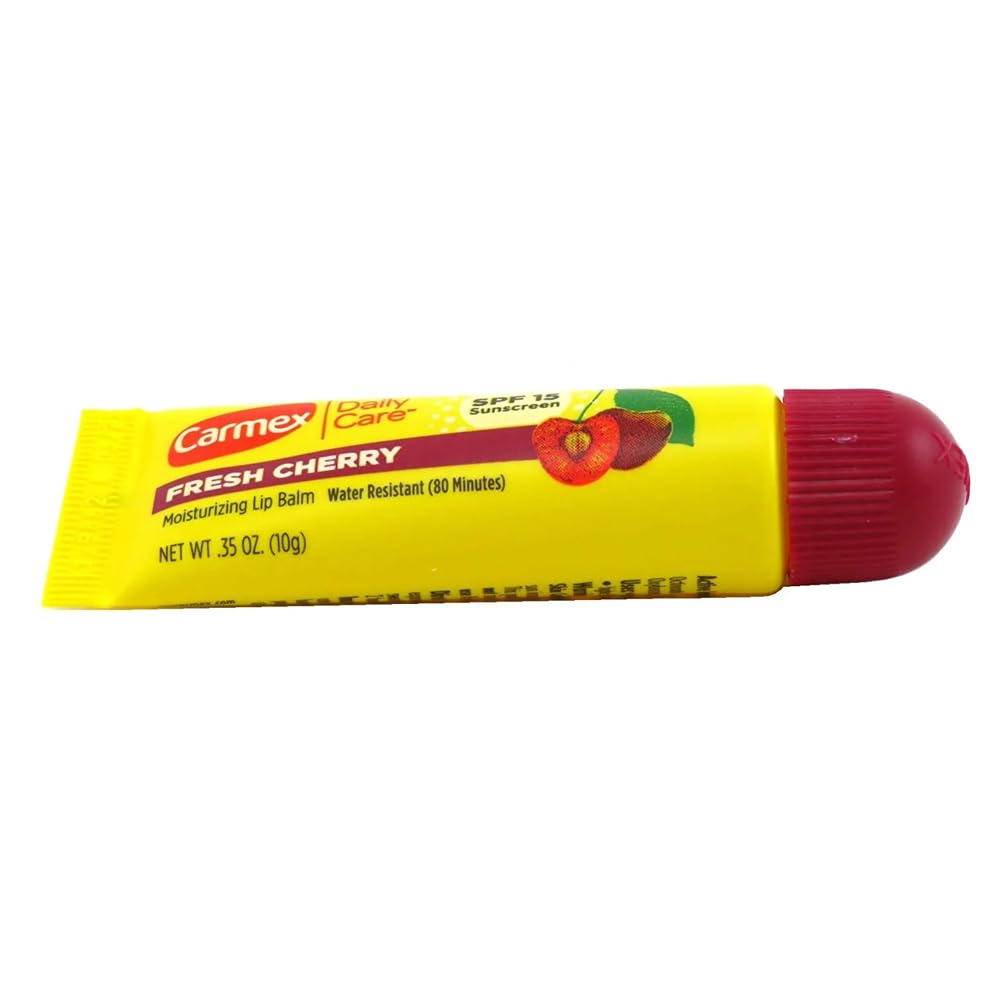 Carmex tube close-up texture revealing smooth moisturizing formula