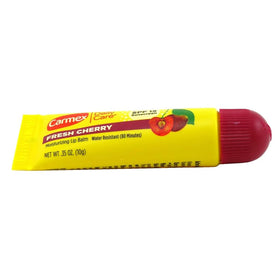 Carmex tube close-up texture revealing smooth moisturizing formula