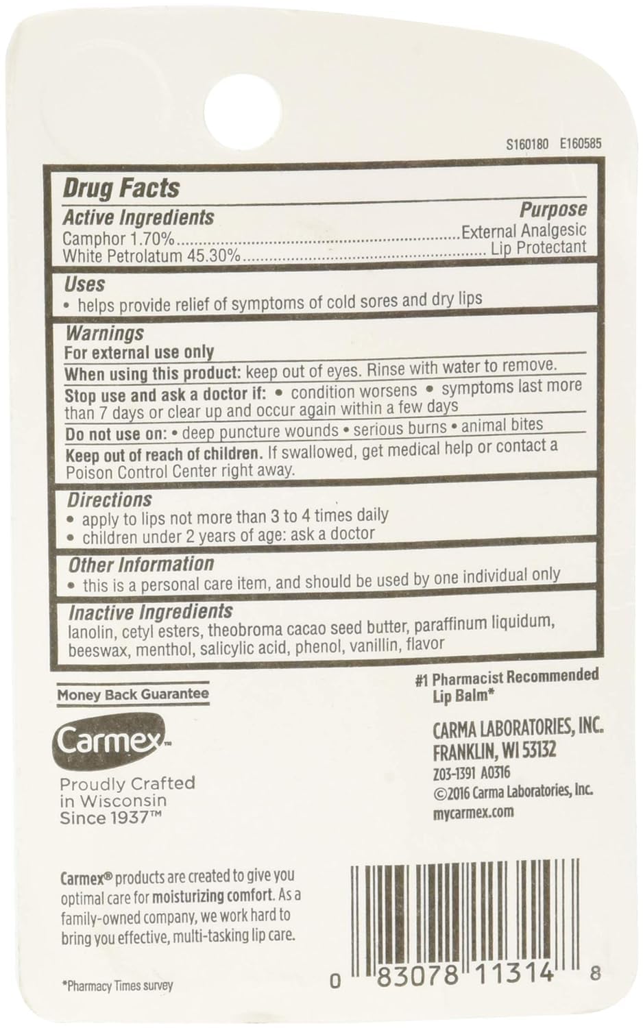 Carmex used outdoors on lips showing protection during cold or windy weather
