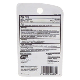 Carmex balm texture close-up highlighting smooth cocoa butter finish
