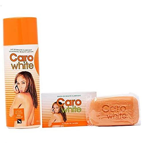 Caro White front packaging showing lotion and soap, highlighting nourishing formula