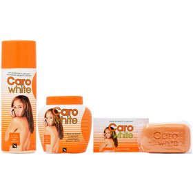 Caro White front packaging of lotion cream and soap showing complete set and benefits