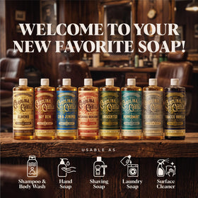 Carolina Castile bottle on bathroom shelf in lifestyle setting for everyday use